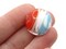 4 20mm Red White and Blue Swirling Coin Flat Round Lampwork Glass Beads